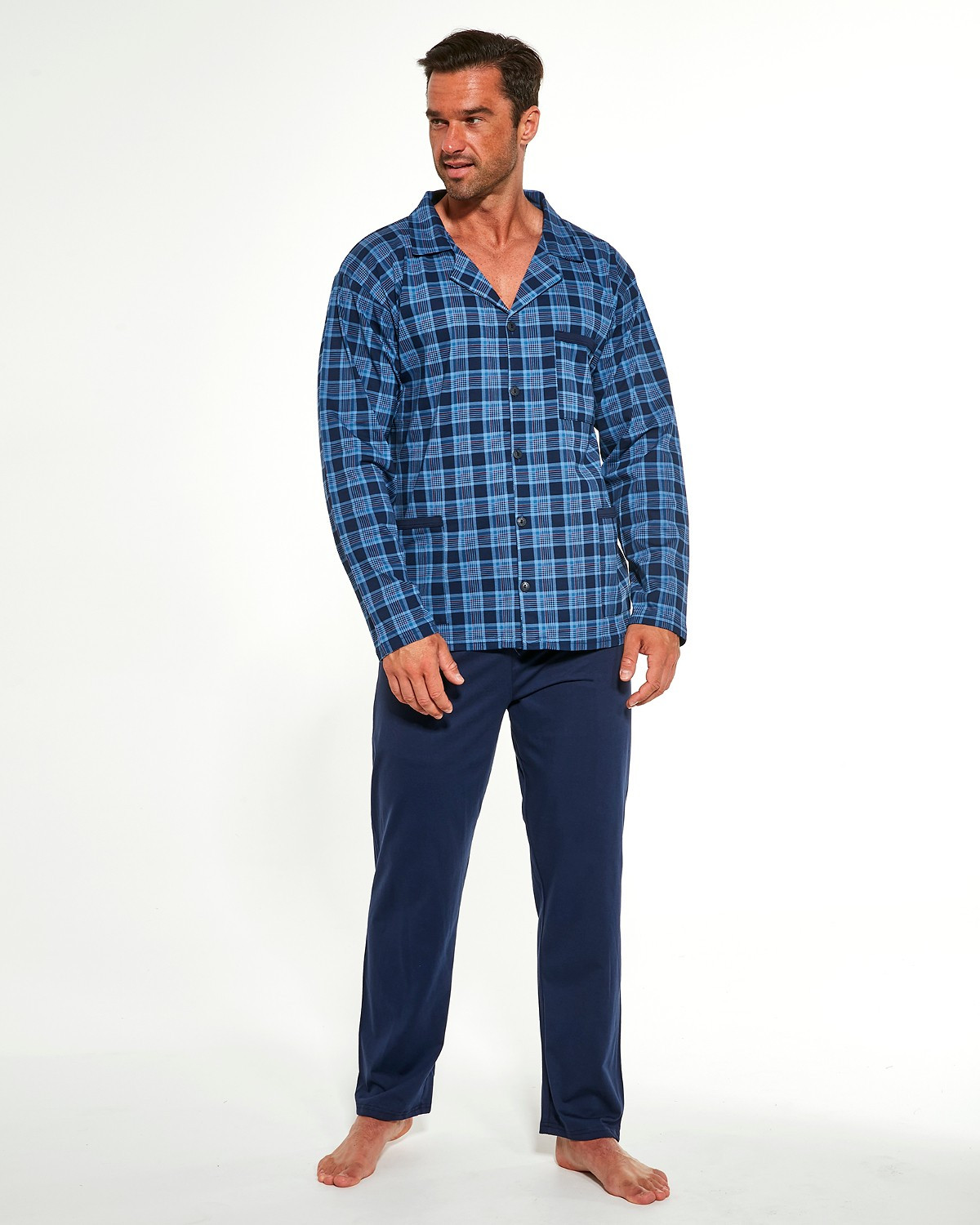 Pánské rozepínací pyžamo Cornette 114/48 654304 3XL-5XL tmavě modrá 4XL