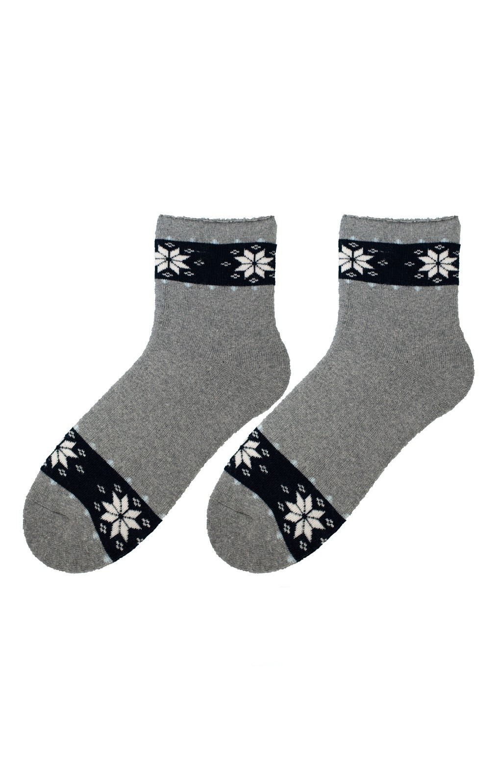 Dámské zimní vzorované ponožky Bratex D-060, 36-41 melanžově šedá 39-41