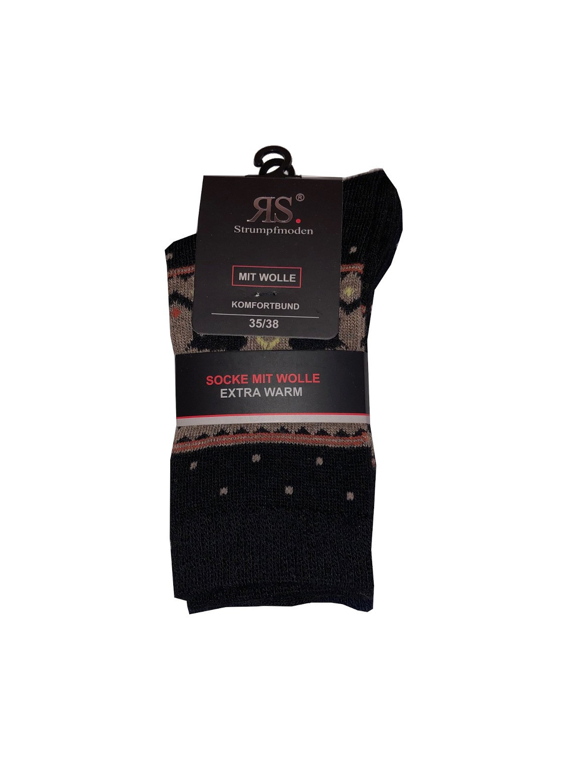 Ponožky RiSocks 43356 Mit Wolle Komfortbund vzor 35-46 A'2 námořnická modř-černá 39-42