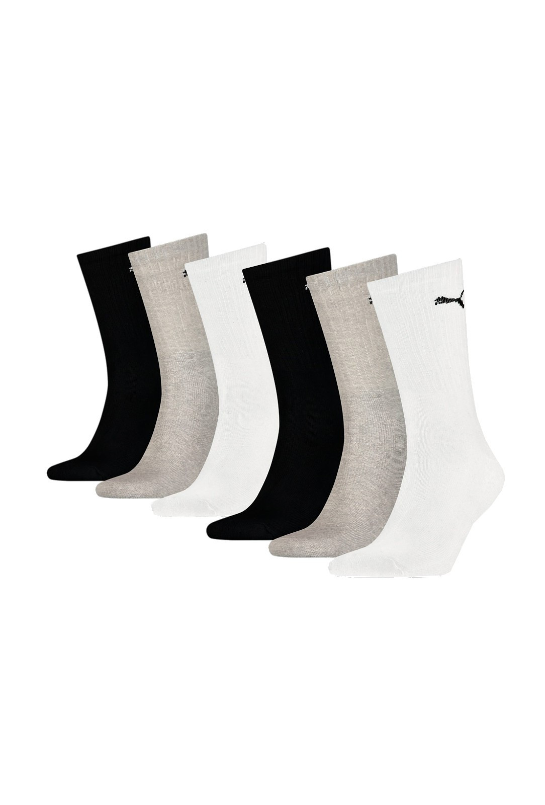 Dámské/pánské ponožky Puma 906656 Crew Soft Cotton A'6 35-46 šedo-bílo-černá 39-42