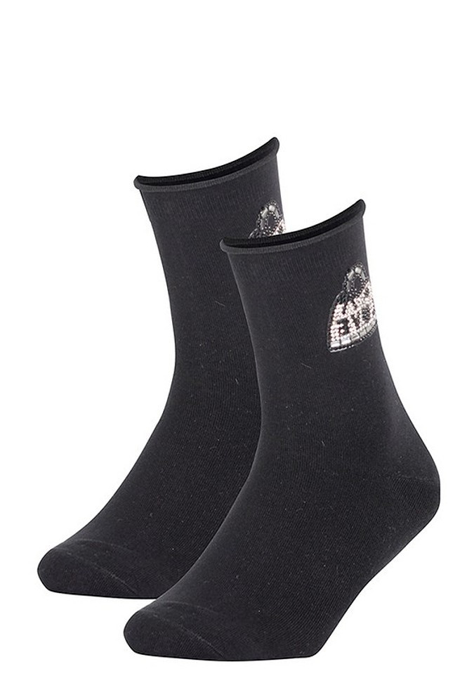 Dámské ponožky s aplikací Wola W84.01C wz.006 černá Univerzální