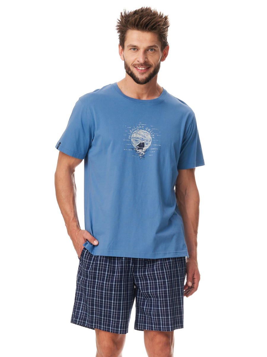 Pánské pyžamo Key MNS 252 A23 M-2XL džínová modř M