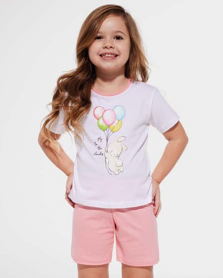Dívčí pyžamo Cornette Kids Girl 745/102 Balloons 2 86-140 bílá 122-128