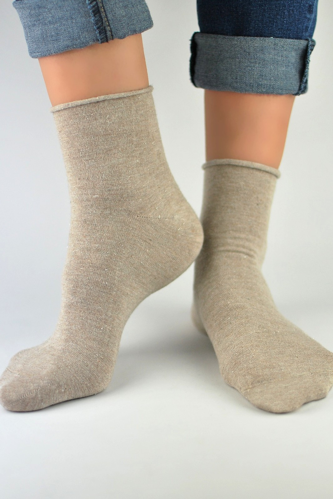 Dámské netlačící ponožky Noviti SB022 Lurex 35-42 pudrově růžová 35-38