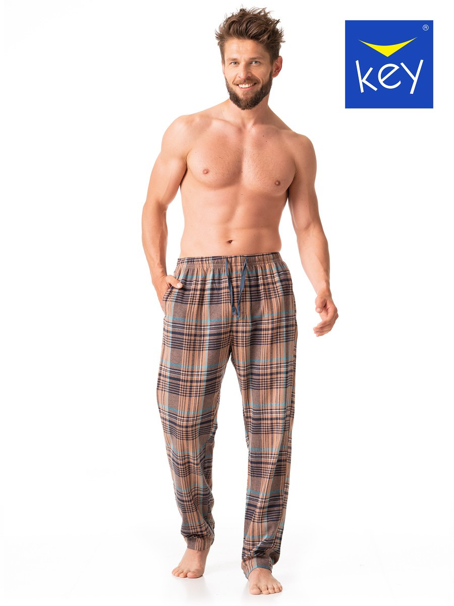 Pánské pyžamové kalhoty Key MHT 421 B23 M-2XL Hnědá L