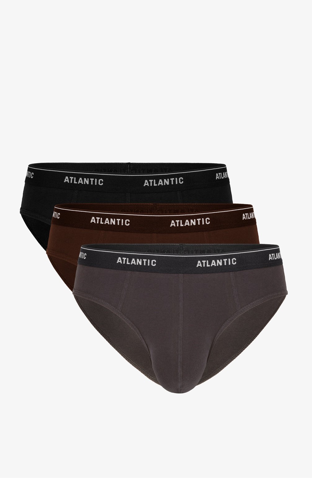 Pánské slipy Atlantic 3MP-157 A'3 S-2XL grafitovo-černo-čokoládová XXL