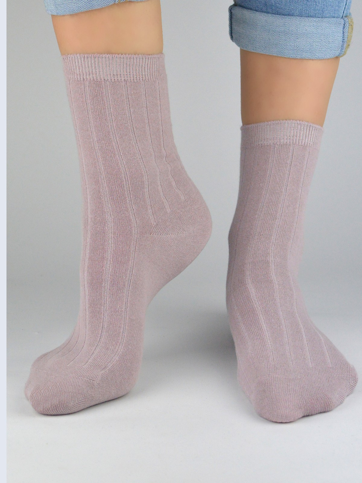 Dámské ponožky Noviti SB051 Široké žebrování 35-42 růžová 35-38