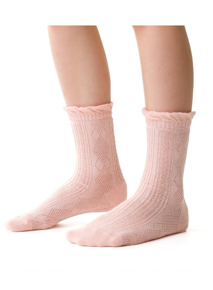 Dívčí žakárové netlačící ponožky Steven art.014 26-34 světle růžová 29-31