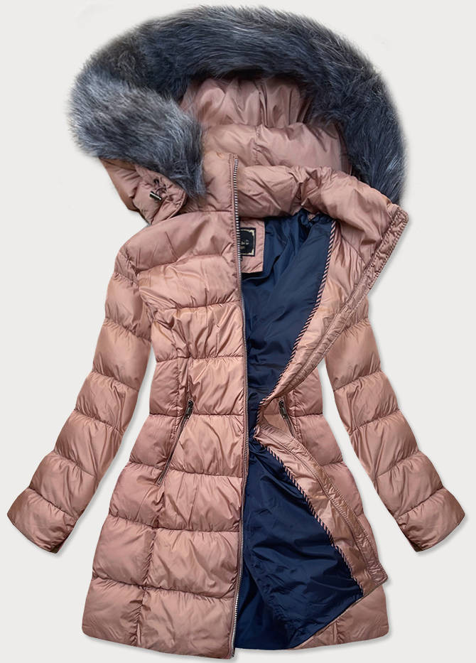Dámská prošívaná zimní bunda ve starorůžové barvě (7701) odcienie różu S (36)