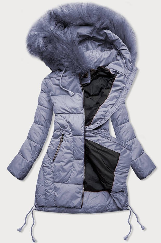 Prošívaná dámská zimní bunda ve vřesové barvě s kapucí (7690) odcienie fioletu S (36)