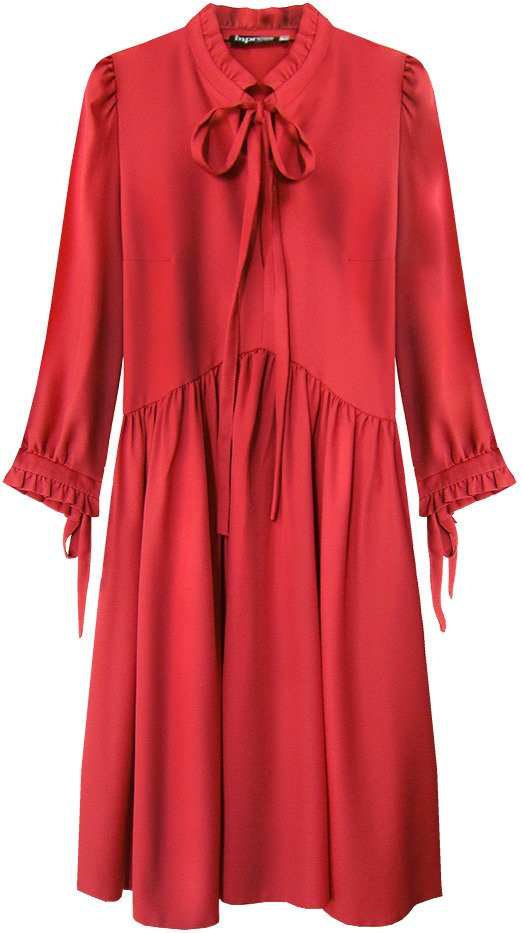 Červené dámské šaty s volánkovým stojáčkem (208ART) odcienie czerwieni S (36)