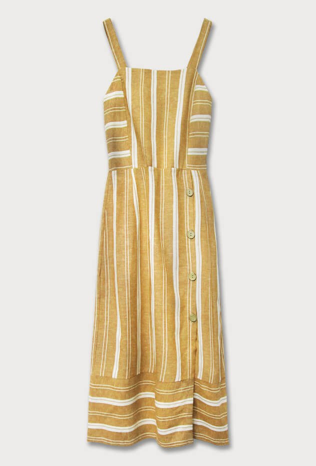 Hořčicové bavlněné šaty (345ART) odcienie żółtego ONE SIZE