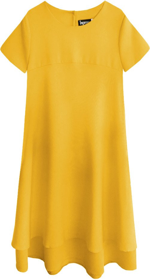 Žluté trapézové šaty (436ART) odcienie żółtego S (36)