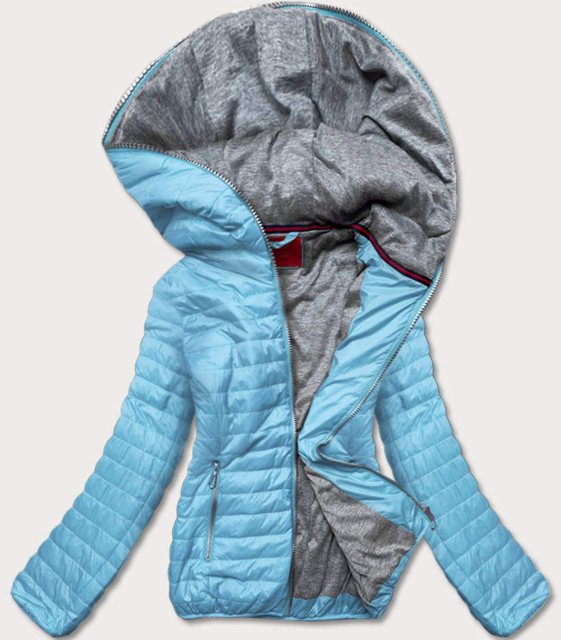 Modrá dámská bunda s kapucí (DL011) błękitny S (36)