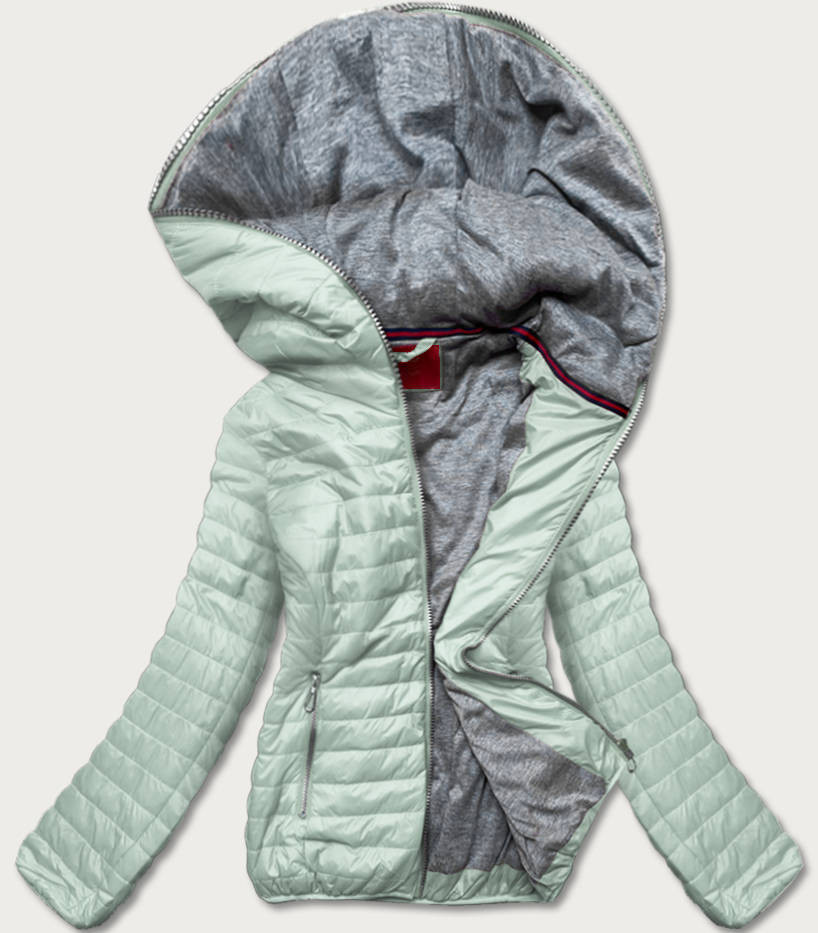 Mátově šedá dámská bunda s kapucí (DL011) odcienie zieleni XL (42)