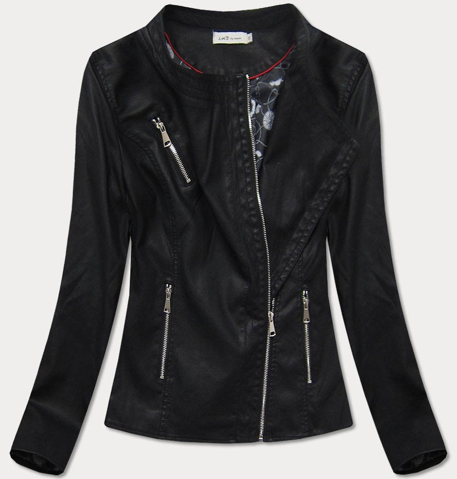 Černá dámská koženková bunda (TD813) odcienie czerni XL (42)