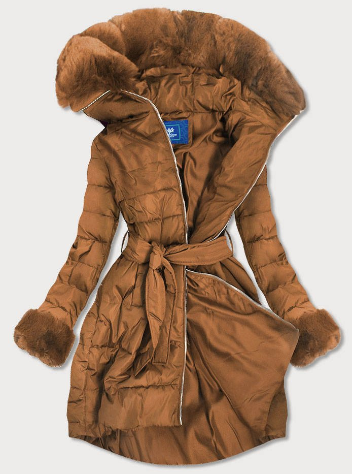 Hnědá dámská rozšířená zimní bunda (x006x) odcienie brązu XL (42)