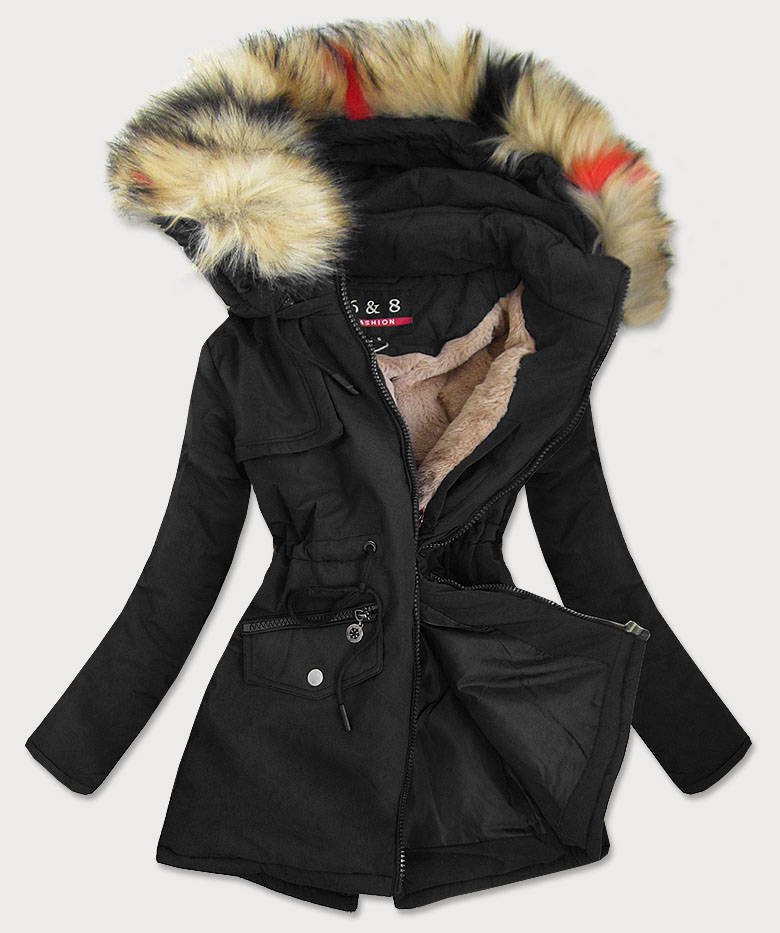 Černá dámská zimní bunda (2010-1) odcienie czerni XXL (44)