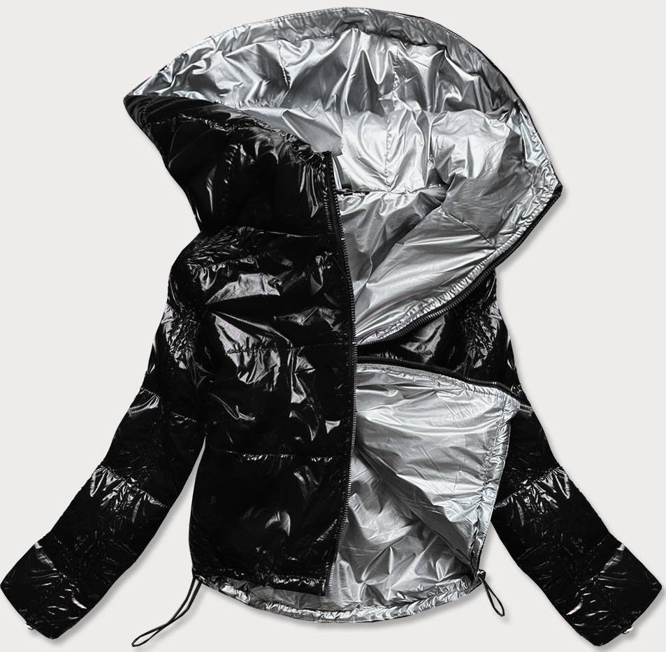 Černá lesklá prošívaná dámská bunda (B9560) odcienie czerni XXL (44)