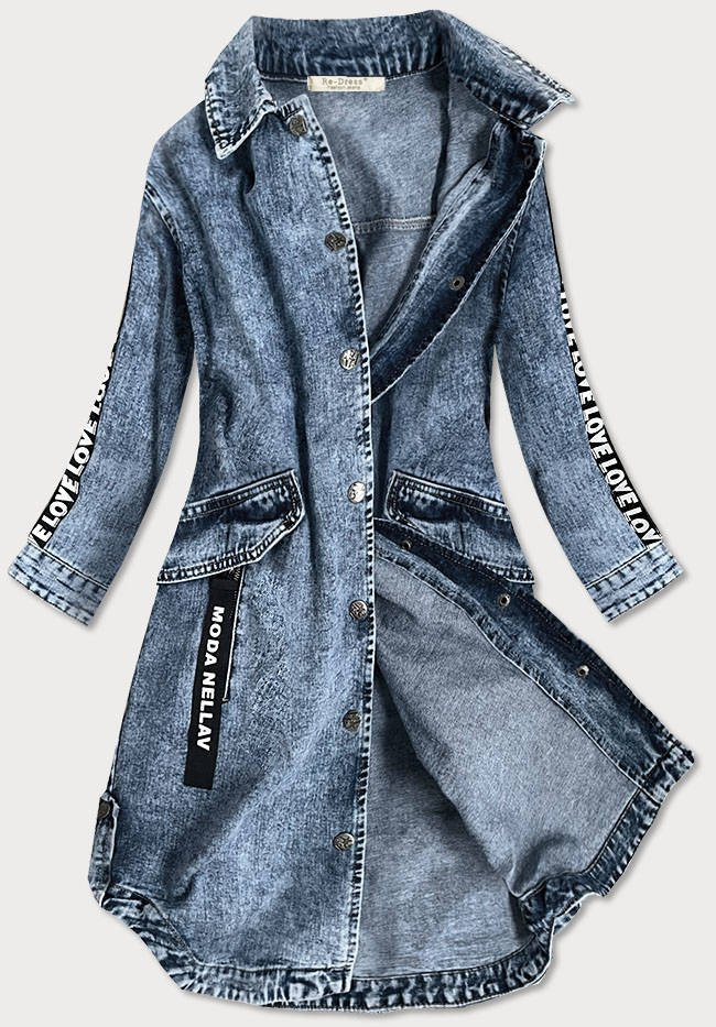 Světle modrá volná dámská džínová bunda/přehoz přes oblečení (C101) odcienie niebieskiego XS (34)