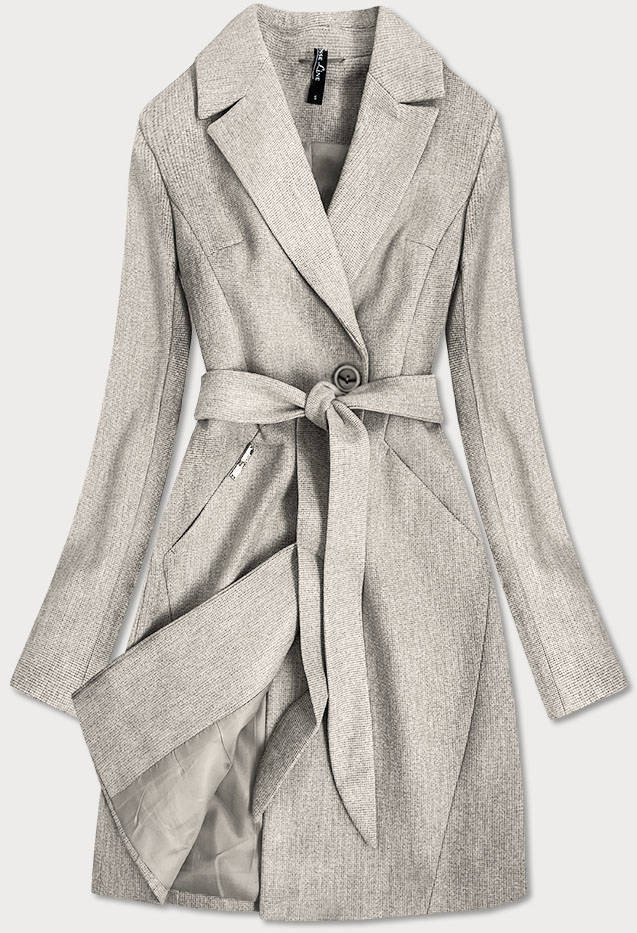 Béžový, drobně károvaný dámský kabát (2706) odcienie beżu XL (42)