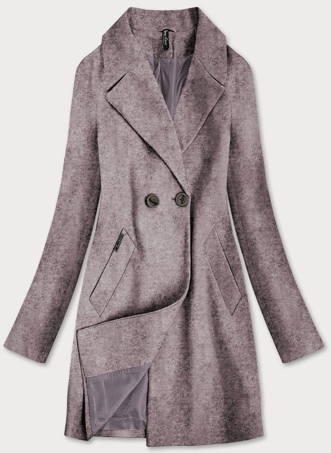 Hnědý dámský dvouřadový kabát (2721) odcienie brązu XL (42)