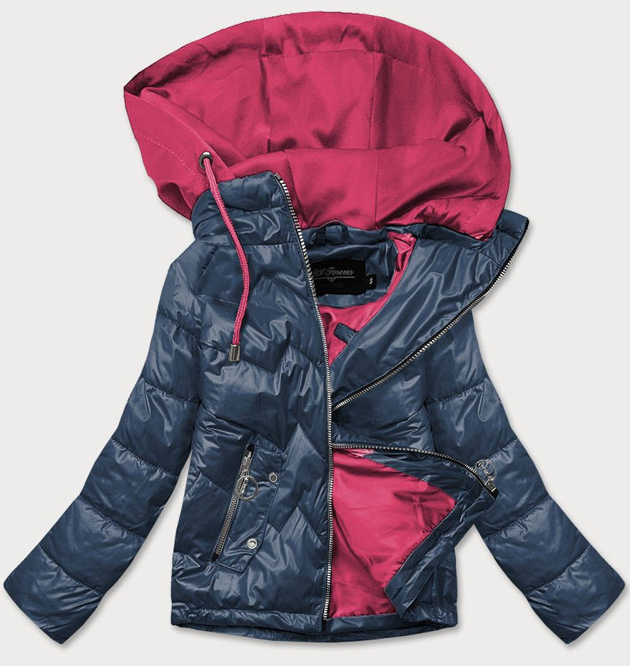 Modro/růžová dámská bunda s kapucí (BH2003) odcienie różu XXL (44)