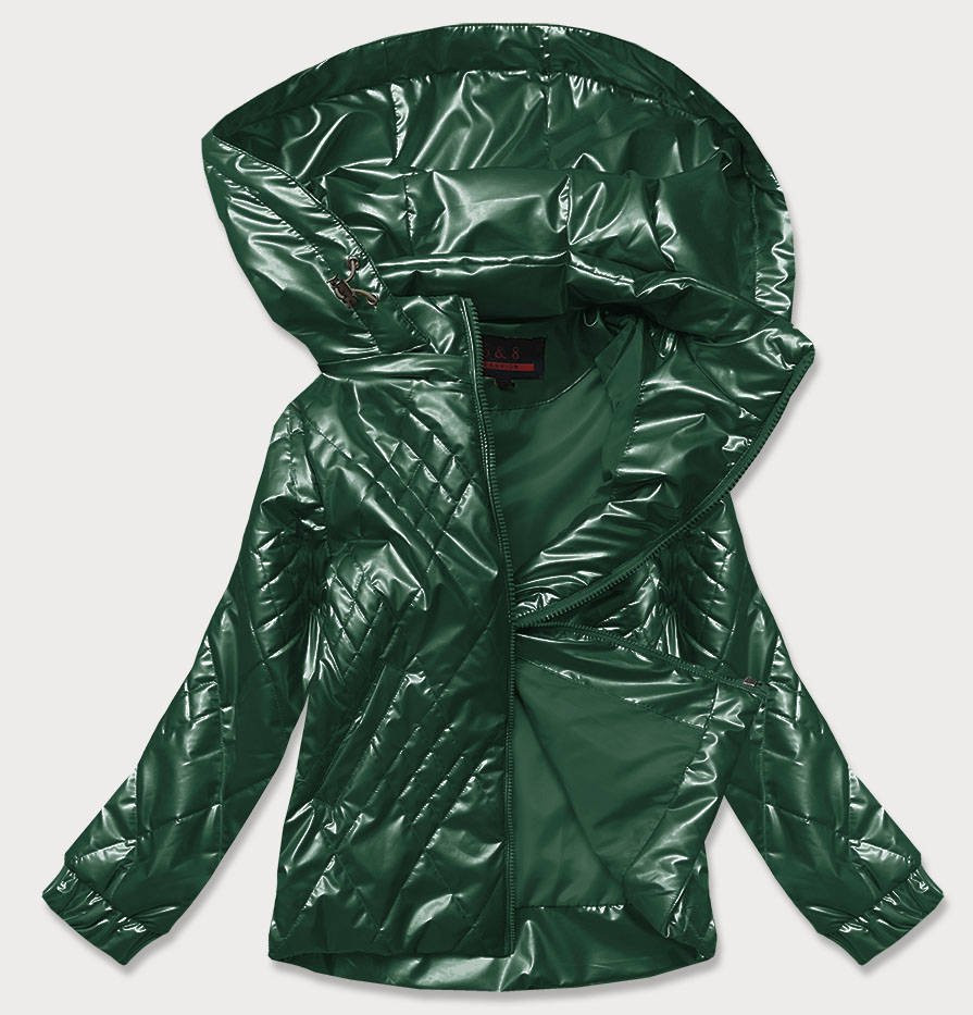 Lesklá zelená dámská bunda (2021-02) odcienie zieleni M (38)