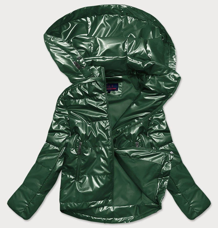 Zelená dámská lesklá bunda oversize (2021-06) odcienie zieleni M (38)