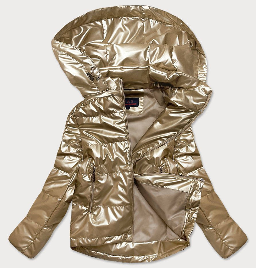 Zlatá dámská lesklá bunda oversize (2021-06BIG) złoty 46