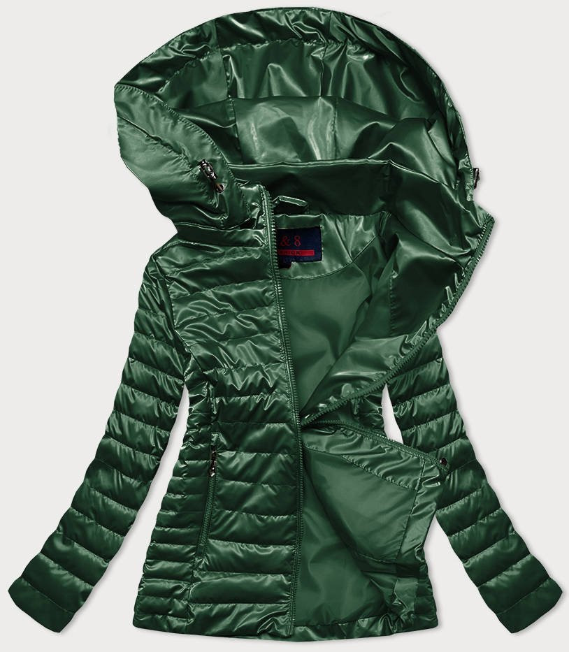 Zelená dámská bunda s kapucí (2021-11) odcienie zieleni M (38)