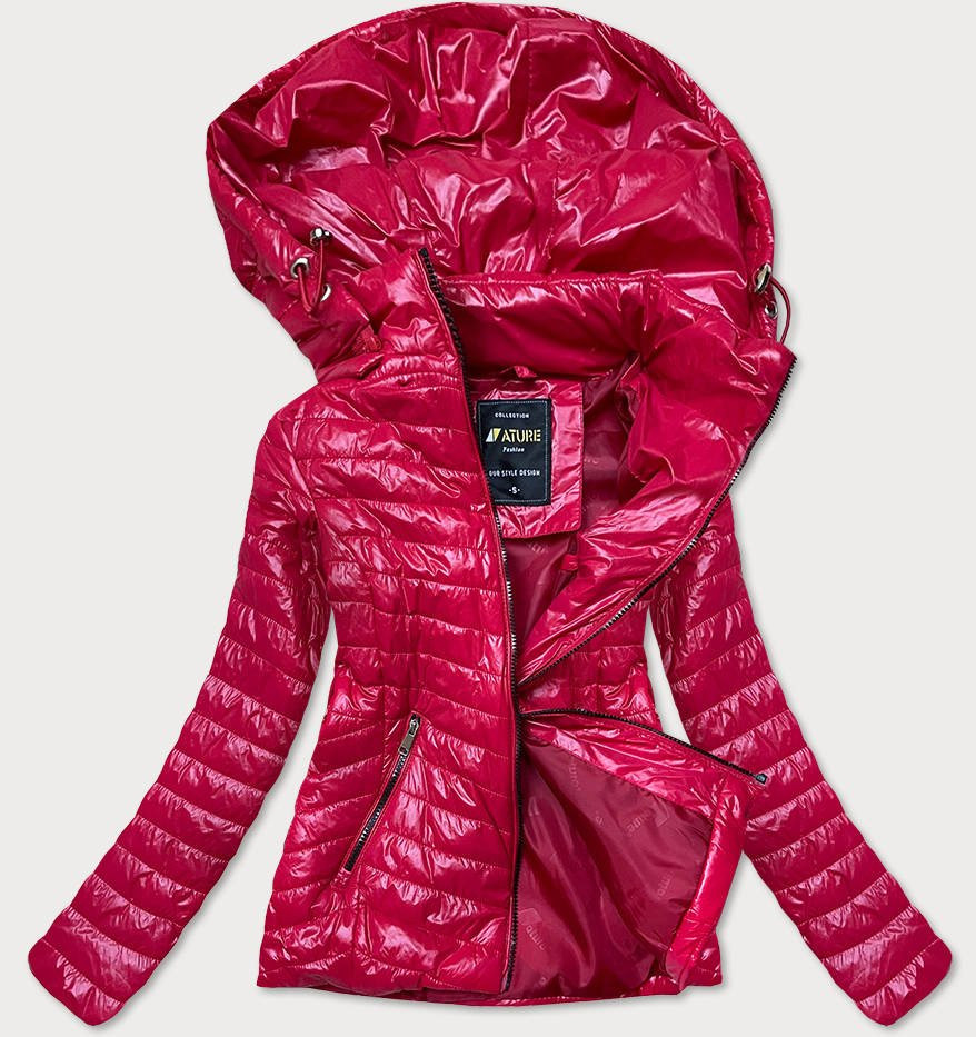 Červená lesklá dámská bunda (6380) odcienie czerwieni S (36)