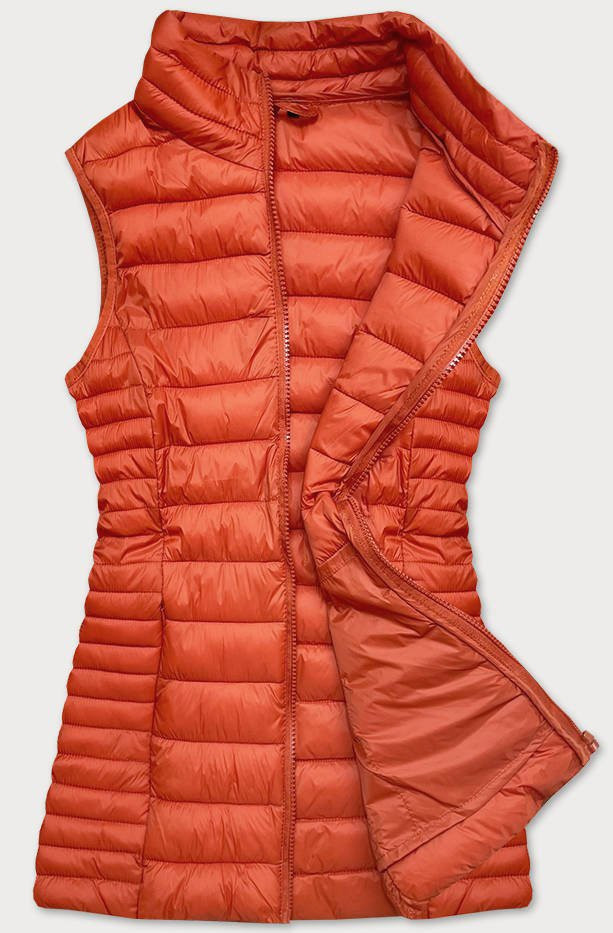 Prošívaná dámská vesta v cihlové barvě (23038) odcienie pomarańczowego S (36)