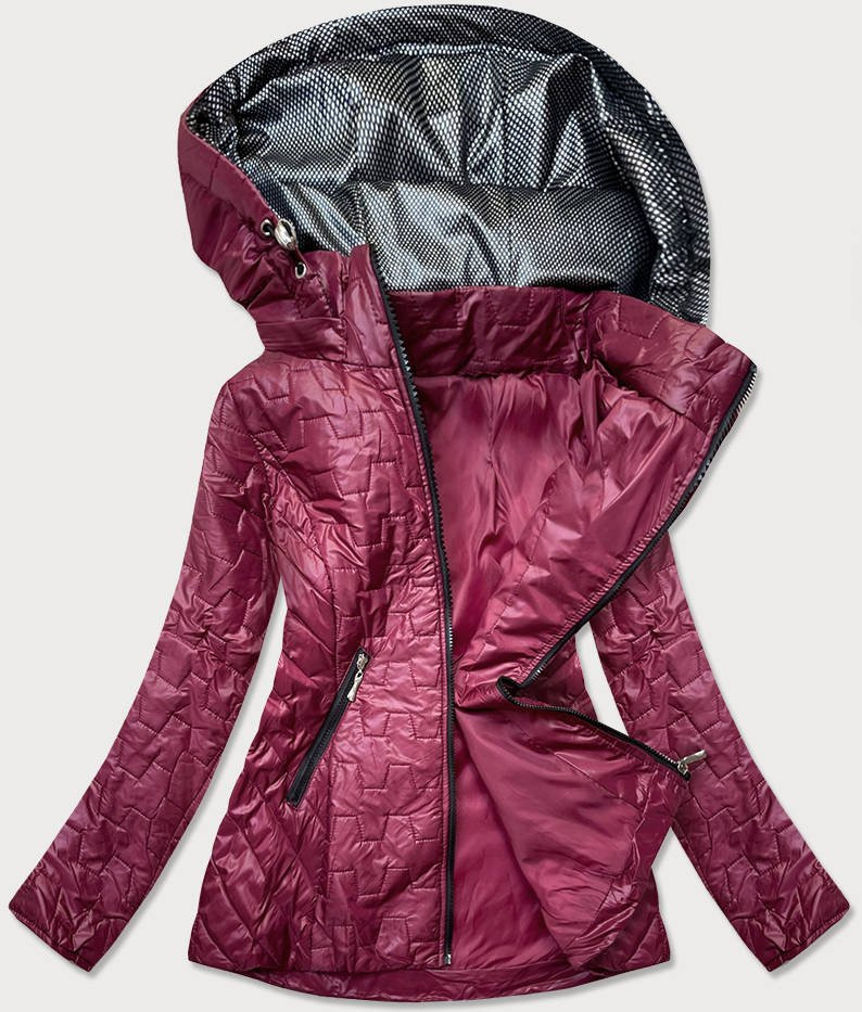 Dámská prošívaná bunda v bordó barvě (BR0121) odcienie czerwieni 48