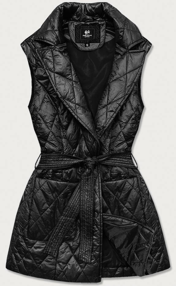 Černá dámská vesta s límcem (JIN221) odcienie czerni S (36)