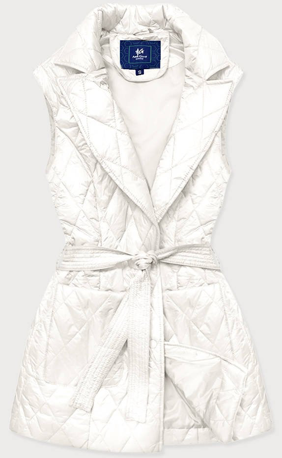 Dámská vesta v ecru barvě s límcem (JIN221) odcienie bieli L (40)