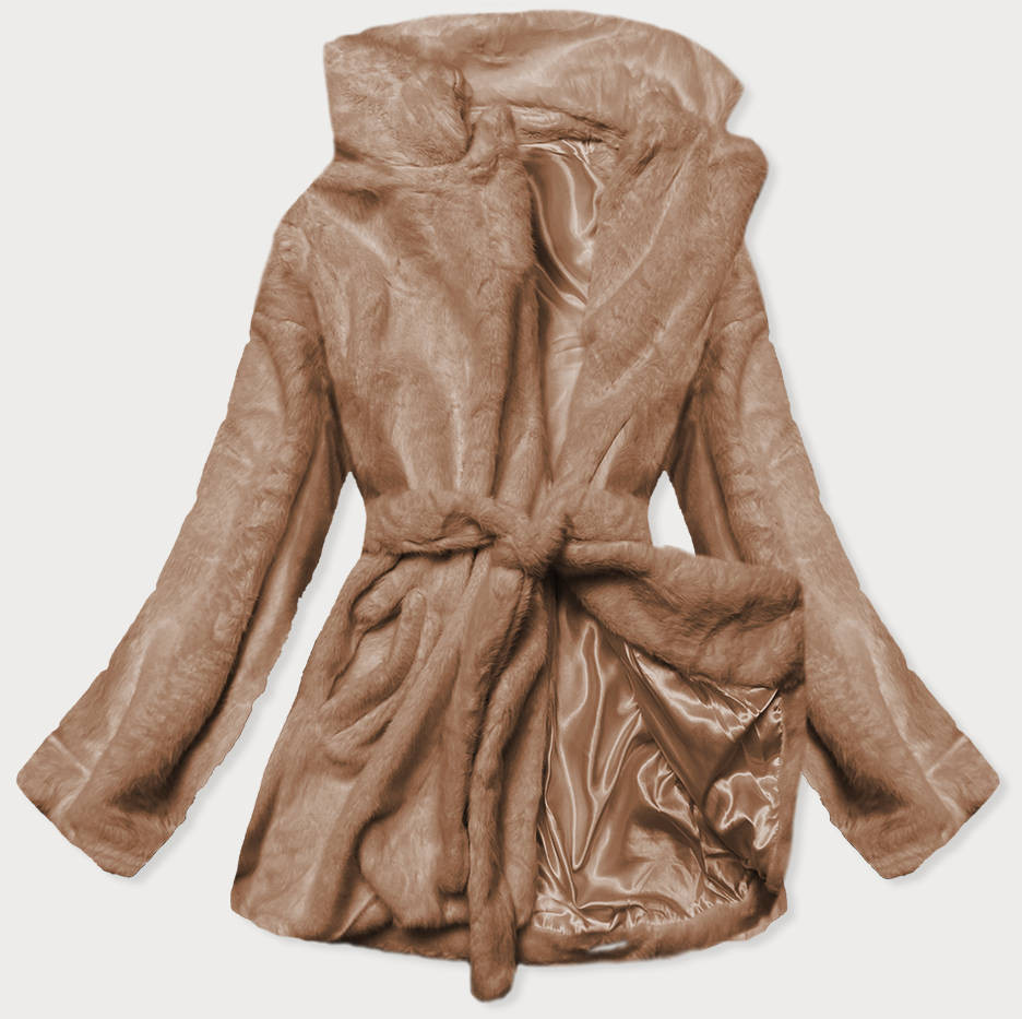 Hnědá dámská bunda - kožíšek s límcem (GSQ2166) odcienie brązu M (38)