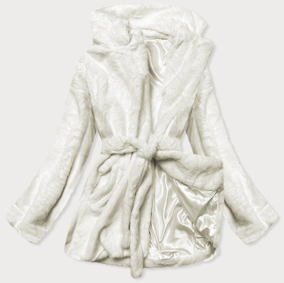 Bílá dámská bunda - kožíšek s límcem (GSQ2166) odcienie bieli L (40)