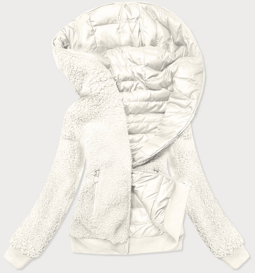 Oboustranná bílá dámská bunda "beránek" (H-989-82) odcienie bieli XL (42)