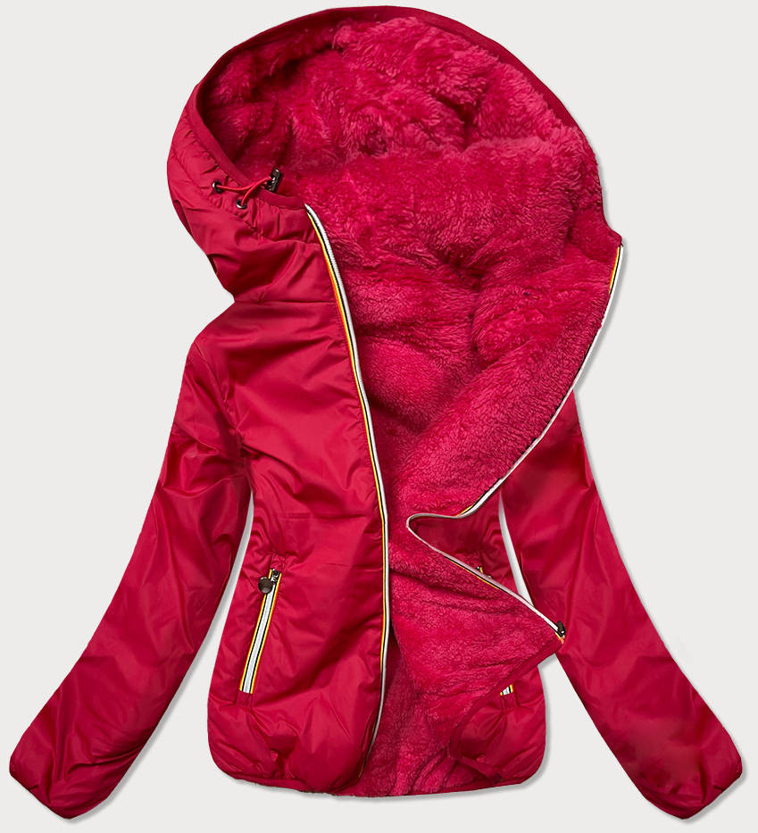 Krátká červená dámská bunda 2 v 1 (H1029-29) odcienie czerwieni XXL (44)