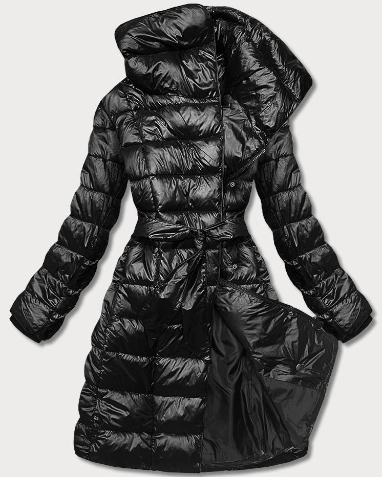 Černá prošívaná dámská bunda s vysokým stojáčkem (J9-061) odcienie czerni XL (42)