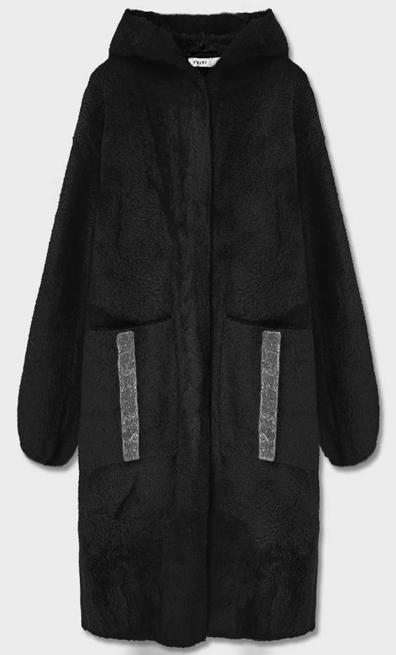 Černý přehoz přes oblečení s kapucí á la alpaka (B3005) odcienie czerni S (36)