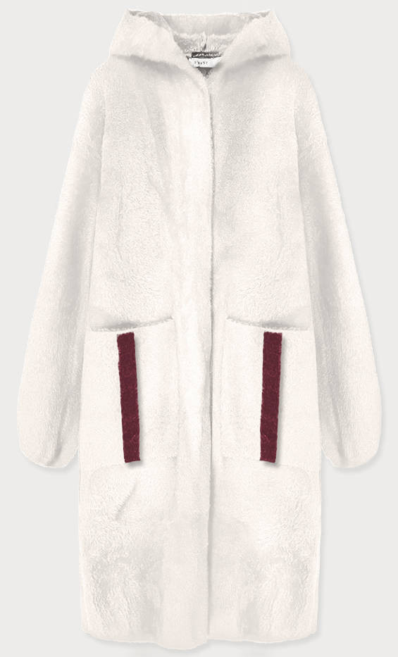 Bílý přehoz přes oblečení s kapucí á la alpaka (B3005) odcienie bieli S (36)