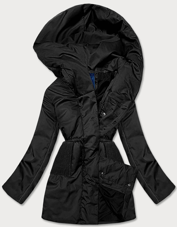 Černá dámská bunda s kapucí (HO-22) odcienie czerni S (36)