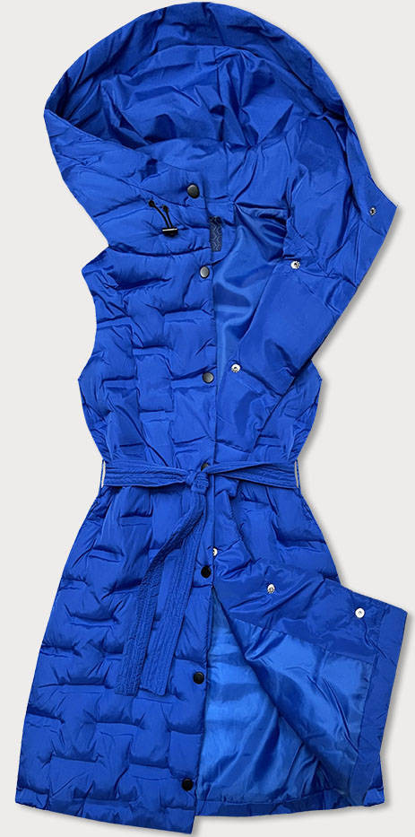 Dlouhá dámská vesta v chrpové barvě s páskem (JIN217) odcienie niebieskiego XL (42)