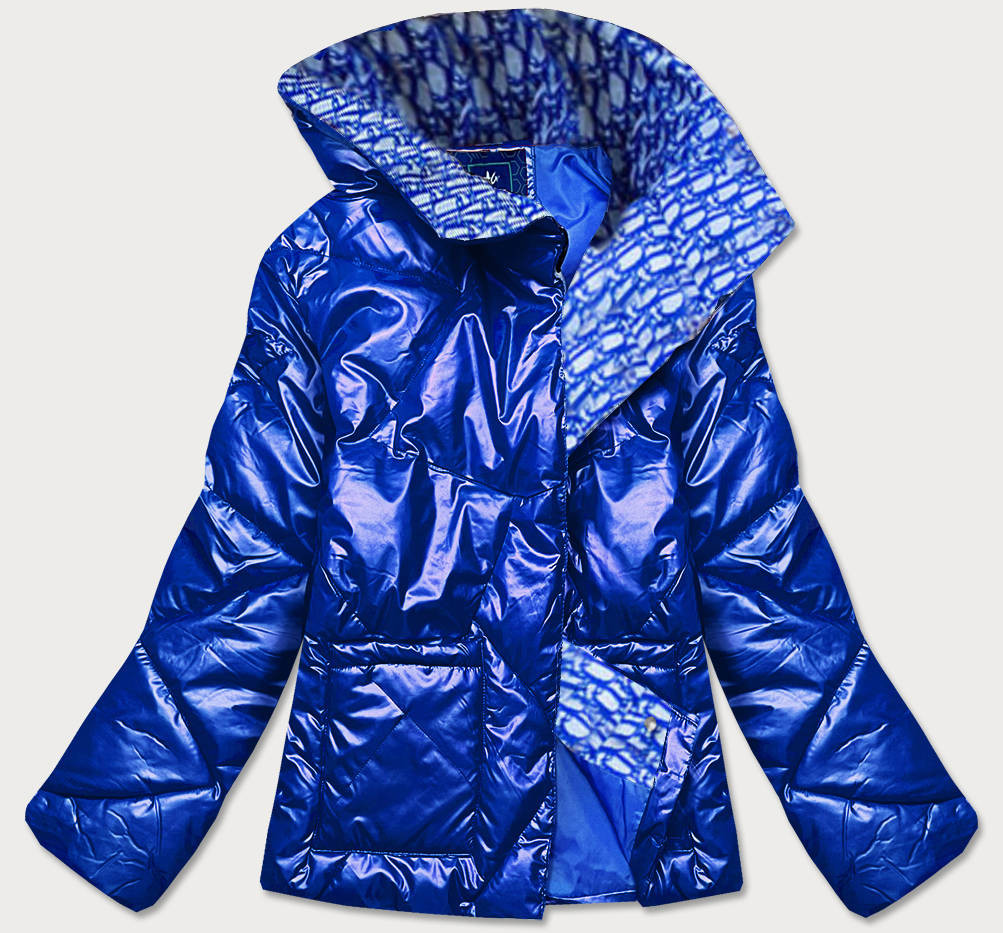 Světle modrá dámská bunda s leskem (OMDL-023) odcienie niebieskiego S (36)