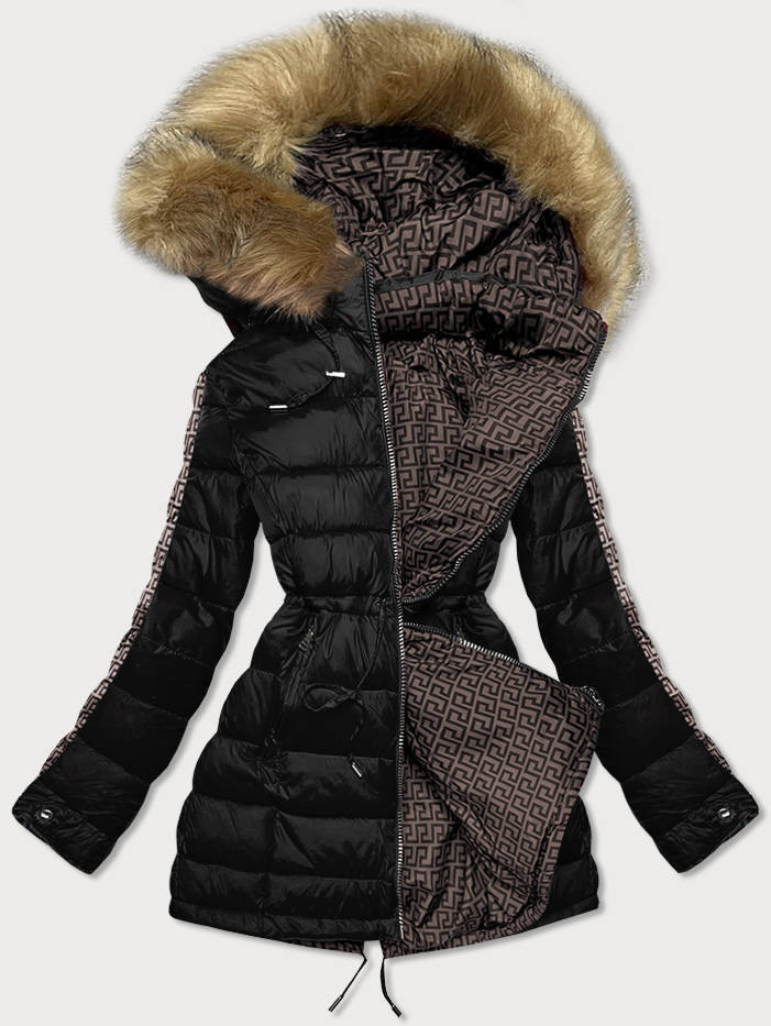 Černo-hnědá dámská zimní bunda (MHM-W556) odcienie brązu XXL (44)