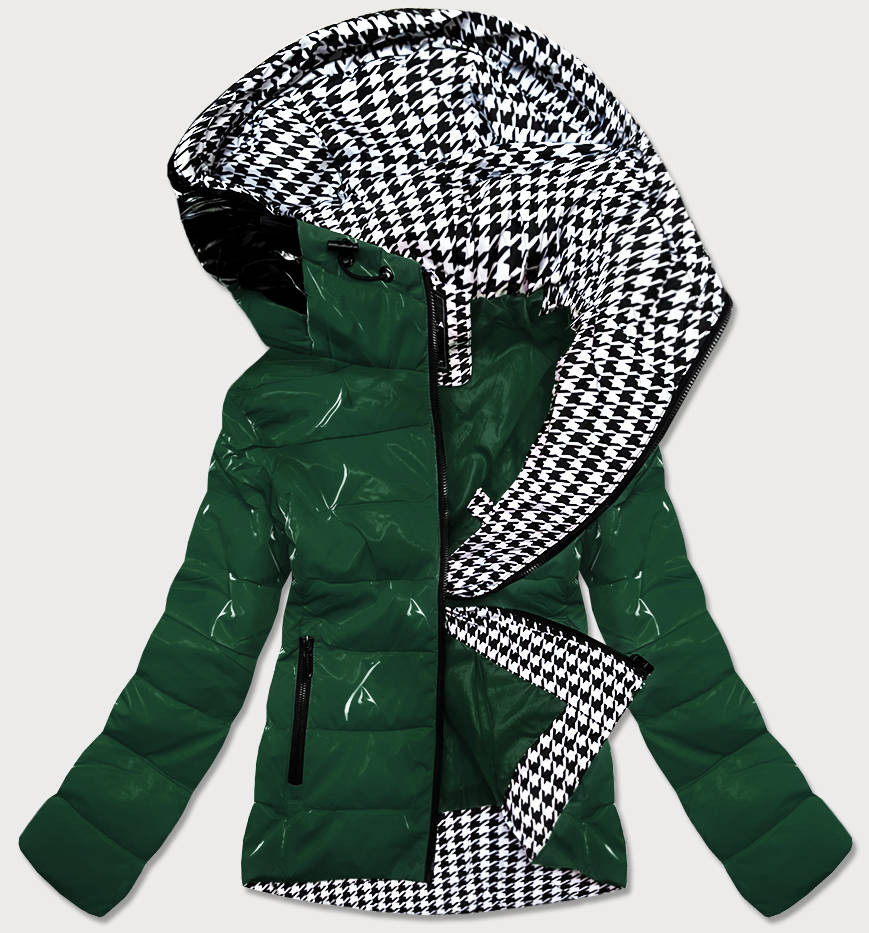 Zelená dámská bunda se vzorovanou podšívkou (W707) odcienie zieleni XXL (44)