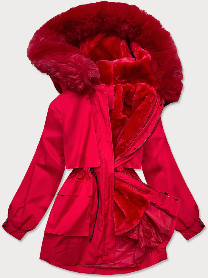 Červená dámská zimní bunda s odepínací podšívkou (b2715-4) odcienie czerwieni XXL (44)