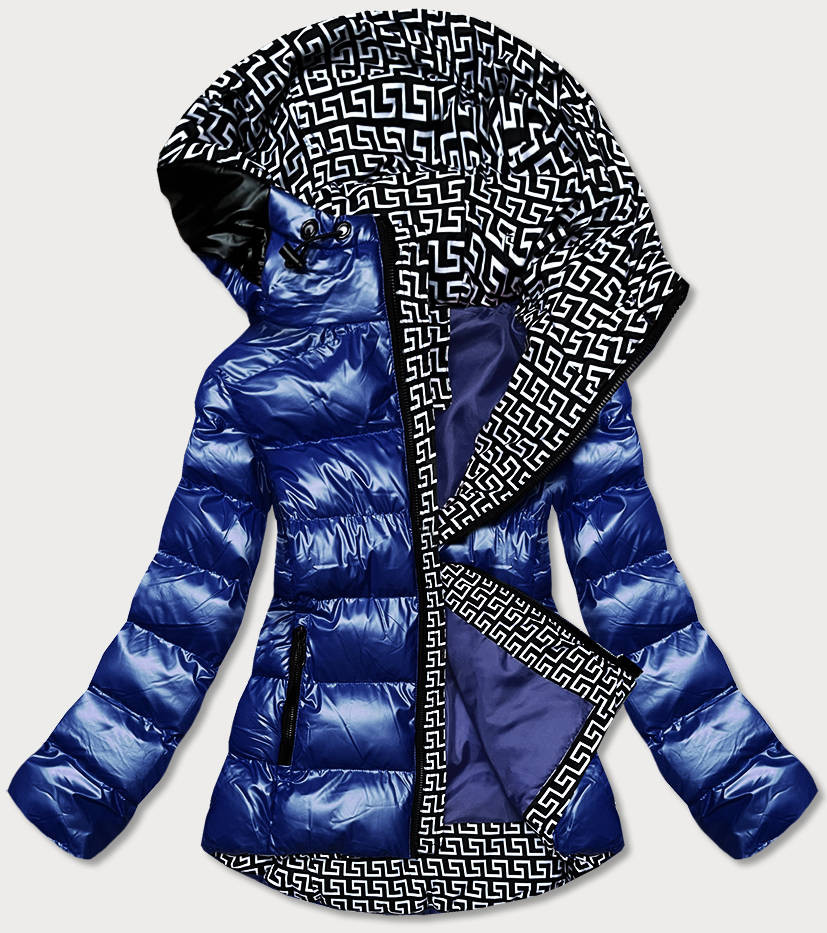 Světle modrá metalická dámská bunda s kapucí (XW808X) odcienie niebieskiego S (36)